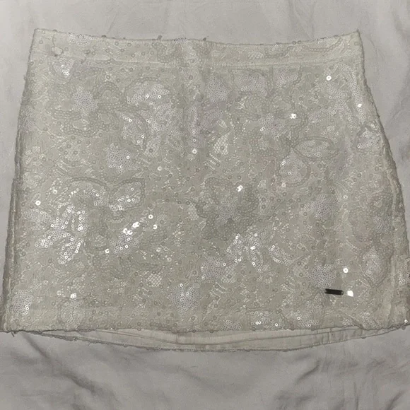 Vintage Hollister cream sparkly sequined lace skirt, size small - Picture 1 of 6